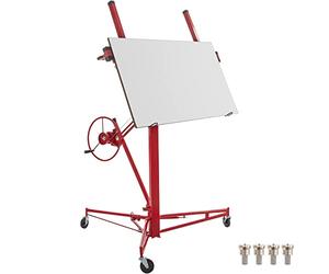 VEVOR Drywall Rolling Lifter Panel, 16ft Sheetrock Lift Drywall Lift, 150lb Weight Capacity Panel Hoist Jack Tool, Steel Material with Telescopic Arm & 3 Lockable Wheels, 48x192 in Plasterboard Size