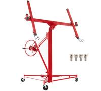 VEVOR Drywall Rolling Lifter Panel, 11ft Sheetrock Lift Drywall Lift, 150lb Weight Capacity Panel Hoist Jack Tool, Steel Material w/Telescopic Arm & 3 Lockable Wheels, 48x192 in Plasterboard Size, Red