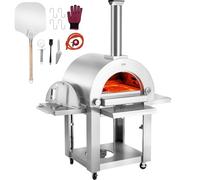 VEVOR Dual Fuel Pizza Oven for Outdoor Use, 22" Portable Pizza Oven, Pellet & Gas Powered Outdoor Pizza Oven with Thickened Cordierite Pizza Stone, Easy to Move with Casters for Camping & Backyard