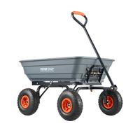 VEVOR Dump Cart, Poly Garden Dump Cart with Easy to Assemble Steel Frame, Dump Wagon with 2-in-1 Convertible Handle, Utility Wheelbarrow 600 lbs Capacity, 10 inch Tires