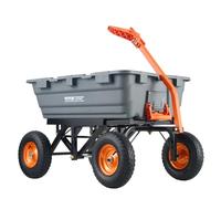 VEVOR Dump Cart, Poly Garden Dump Cart with Easy to Assemble Steel Frame, Dump Wagon with 2-in-1 Convertible Handle, Utility Wheelbarrow 1500 lbs Capacity, 13 inch Tires