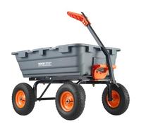 VEVOR, Poly Garden Cart with Easy to Assemble Steel Frame, Dump Wagon with 2-in-1 Convertible Handle, 6.48 cu.ft Utility Wheelbarrow 1200 lbs Capacity, 13 inch Tires, Black, Poly-1200lbs