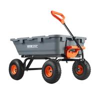 VEVOR Dump Cart, Poly Garden Dump Cart with Easy to Assemble Steel Frame, Dump Wagon with 2-in-1 Convertible Handle, Utility Wheelbarrow 800 lbs Capacity, 10 inch Tires