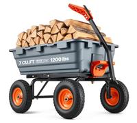 VEVOR Dump Cart, Poly Garden Dump Cart with Easy to Assemble Steel Frame, Dump Wagon with 2-in-1 Convertible Handle, 6.48 cu.ft Utility Wheelbarrow 1200 lbs Capacity, 13 inch Tires