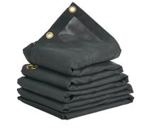 VEVOR Mesh Tarp, 7 x 14 ft, PVC Coated Black Heavy Duty Cover with 5.5" 18oz Pocket, Brass Grommets, Reinforced Double Needle Stitch Webbing Fits Manual or Electric Dump Truck System