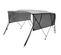 Vevor Durable Bimini Top Boat Cover With Detachable Mesh Sidewalls And Aluminum Frame Light Grey 8'l X 54"h X 79"-84"w