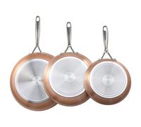 Vevor Durable Nonstick Frying Pan Set 3 Piece Aluminum Skillets 200 270 300 mm Heat-Resistant Handles Grey