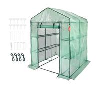 Vevor Durable Walk-In Greenhouse 4.6 X 4.6 X 6.6 Ft With Shelves And Steel Frame Green Cover