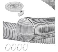 VEVOR 4inch-1 Dust Collection 4'' x 20', Thickened PVC Material Puncture-Resistant Flexible Clear Hose with Carbon Steel Wire Coil 4 x 304 Stainless Clamps, for Table, Band Saw, Planer, Jointer, White