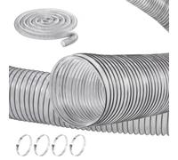 VEVOR 4inch-2 Dust Collection 4'' x 50', Thickened PVC Material Puncture-Resistant Flexible Clear Hose with Carbon Steel Wire Coil 4 x 304 Stainless Clamps, for Table, Band Saw, Planer, Jointer, White