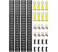 VEVOR E Track Tie-Down Rail Kit, 30PCS 152.4 cm E-Tracks Set Includes 4 Steel Rails & 2 Single Slot & 8 O Rings & 8 Tie-Offs w/ D-Ring & 8 End Caps, S