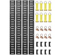 VEVOR E Track Tie-Down Rail Kit, 30PCS 5FT E-Tracks Set Includes 4 Steel Rails & 2 Single Slot 8 O Rings Tie-Offs w/D-Ring End Caps, Securing Accessories for Cargo, Motorcycles, and Bikes, Black