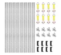 Vevor Set Includes 8 Steel Rails & O Rings Tie-Offs w/D-Ring End Caps,Securing Accessories Cargo,Motorcycles,and Bikes,34PCS 5FT E Track Tie-Down Rails Kit,Silver