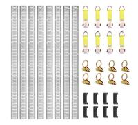 Vevor Set Includes 8 Steel Rails & O Rings Tie-Offs w/D-Ring End Caps,Securing Accessories Cargo,Motorcycles,and Bikes,34PCS 5FT E Track Tie-Down Rails Kit,Silver