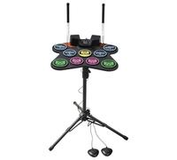 VEVOR Electric Battery, 9 Pads, Roll-Up Exercise Pad, Electronic Battery with Headphone Jack, Stand, Luminous Drumsticks, Built-in Dual Speakers, Toy Tool for Children