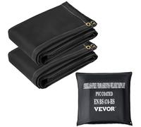 VEVOR Fire Blankets, 2 Pack Welding Blankets, 6' x 10' Fire Suppression Blanket, 1022 °F Flame Retardant Blanket, Black Fire Emergency Blankets, Fiberglass Fire Retardant Blanket with 8 Brass Gromme