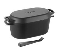 VEVOR Enameled Cast Iron Dutch Oven, 3.3L Pot with Lid and Dual Handles, Heavy-Duty Durable Cookware Pan, Oven Induction Compatible up to 260 ℃, for Braising, Stews, Roasting, Bread Baking, Black