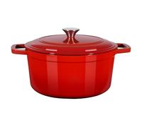 VEVOR Enameled Cast Iron Dutch Oven, 5.7L Pot with Lid and Dual Handles, Heavy-Duty Durable Cookware Pan, Oven Induction Compatible up to 260 ℃, for Braising, Stews, Roasting, Bread Baking, Red