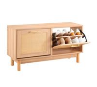 VEVOR Entryway Shoe Bench, 39.4 x 11.8 x 20.9 Inch Rattan-Like Shoes Bench with 2 Flip Drawers, 300lbs Shoe Storage Rack with 4 Compartments and 2 Rat