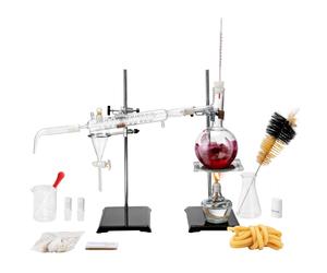 VEVOR Essential Oil Distillation Kit 500ml Distillation Apparatus 3.3 Boro Lab Glassware Distillation Kit with Alcohol Lamp Ceramic Mesh and 2