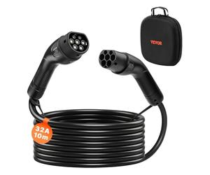 VEVOR EV Charger Extension Cable, 32Amp 33 ft/10 m Max 22 kW Extension Cord Compatible with Type 2 Electric Vehicle Chargers, 3-Phase AC 480V 50Hz IP65 Heavy Duty Car Charging Cable with Carrying Bag