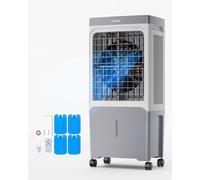 VEVOR Evaporative Air Cooler & Swamp Cooler, 1800 CFM Air Conditioner with 6.8 Gallon Water Reservoir, Remote Control, 12H Timer, 4 Ice Containers, 3 Fan Speeds, Air Humidifier, and Silent Operation