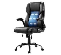 VEVOR Executive Chair, High Back Office Chair with Flip-up Armrests & Lumbar Support, Ergonomic Desk Chair Adjustable Tilt & Height, PU Leather Swivel Rolling Chair for Working, Study, Gaming, Black