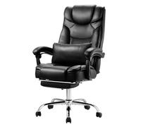 VEVOR Executive Chair, High Back Office Chair with Footrest and Lumbar Pillow, Ergonomic Desk Chair 135° Recline & Adjustable Height, PU Leather Swivel Rolling Chair for Work, Study, Game, Black