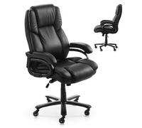 VEVOR Executive Chair, High Back Office Chair with Knob-Control Lumbar Support, Ergonomic Desk Chair Adjustable Tilt & Height, PU Leather Swivel Rolli