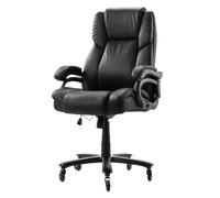 VEVOR Executive Chair, High Back Office Chair with Knob-Control Lumbar Support, Ergonomic Desk Chair Adjustable Tilt & Height, PU Leather Swivel Rolling Chair for Working, Study, Gaming, Black