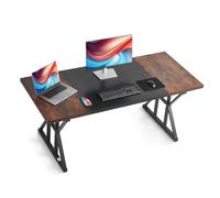 VEVOR Executive Desk 180 x 80 cm, Large Computer Desk PC Workstation for Home Office, Modern Simple Wood Laptop Study Writing Table Metal Frame Business Furniture, Rustic Brown and Black