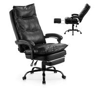 VEVOR Executive Office Chair, High Back Chair with Footrest and Lumbar Pillow, Ergonomic Desk Chair 135° Recline & Adjustable Height, PU Leather Swive