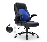 VEVOR Executive Office Chair with Cutting-edge Adjustable Lumbar Support, High Back PU Leather Office Chair Ergonomic for Back Pain, with Padded Flip-up Arms