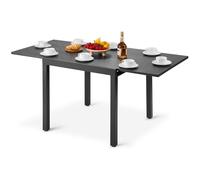VEVOR Expandable Outdoor Patio Dining Table, 80-160cm Rectangular Backyard Bistro Tables for 4-6, Aluminum Frame Metal Steel Slat, All-Weather Large Furniture for Lawn Garden Porch, Dark Gray