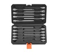 VEVOR Extra Long Allen Hex Bit Socket Set, 18-Piece 3/8 inch Drive, S2 Alloy Steel and Cr-V Steel, Standard SAE and Metric 1/8-Inch-3/8-Inch, 3-12mm, with Enhanced Storage Case, for Mechanics