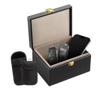 VEVOR Faraday Box, PU Leather Signal Blocking Holde, Keyless Fob, Protector Shielding with 2 Key Bag, for WiFi, RFID, GPS, Bluetooth & 5G, Anti-Theft Box and Anti-Hacking Blocker(6.3 x 5.1 x 3.7")