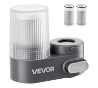 VEVOR Faucet Mount Water Filter, Vertical Water Purifier for Sink Tap, NSF Certified Carbon Fiber Filter, Removes Chlorine Lead with 3 Filters, Fits Most Kitchen or Bathroom Faucets, Gray