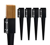 Vevor Fence Post Anchor Ground Spike, 4 Pack 24X4X4 Inches Outer Diameter, Metal Black Powder Coated Post Stake Ground