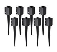 VEVOR Fence Post Anchor Ground Spike, 8 Pack 24 x 4 x 4 Inches/61 x 10.2 x 10.2 cm Outer Diameter (Inner Diameter 3.5 x3.5 Inches/ 8.9 x 8.9 cm), Meta