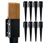 Vevor Fence Post Anchor Ground Spike, 8 Pack 24X4X4 Inches Outer Diameter, Metal Black Powder Coated Post Stake Ground
