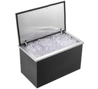 VEVOR FG-SKU3 24" L x 20" W x 15" H Stainless Steel Cooler, Commercial Bin with Hinged Cover, 40 qt Outdoor Kitchen Ice Bar, Pipe and Drain Plug Included, for Cold Wine Beer, SUS304, Silver+Black