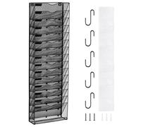 VEVOR File Wall Rack, One-Piece 16 Pockets Mesh Wall File Holder, Wall Mounted Magazine Mail Paper & Document Storage Folder, Metal Wall File Organizer with Nametag Label, for Office Home & School