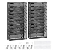 VEVOR File Wall Rack, Two-Piece 10 Pockets Mesh Wall File Holder, Wall Mounted Magazine Mail Paper & Document Storage Folder, Metal Wall File Organizer with Nametag Label, for Office Home & School