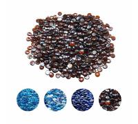 VEVOR Fire Glass, 10LBS / 4.5KG High-Temperature Resistant Fireplace Rocks, 3/4-Inch / 19.05 mm Reflective & Smokeless Firepit Glass Beads, High Luster Stone Landscaping for Fire Pit Table, Rich Amber