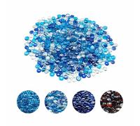 VEVOR Fire Glass, 10LBS / 4.5KG Smokeless & Fireplace Rocks, 3/4-Inch / 19.05 mm Reflective Firepit Glass Beads, High Luster Stone Landscaping for Fire Pit Table, Cobalt Blue + Caribbean Blue + Clear