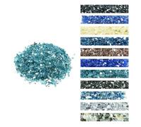 VEVOR Fire Glass, 20 LBS / 9 KG High-Temperature Resistant Fireplace Rocks, 1/2-Inch / 12.7 mm Reflective & Smokeless Firepit Glass Rock, High Luster Stone Landscaping for Fire Pit Table, Aqua Blue