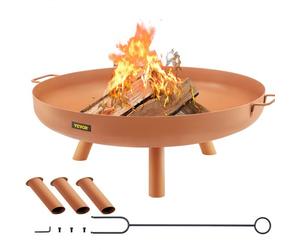 VEVOR Fire Pit Bowl, 30-Inch Deep Round Carbon Steel Fire Bowl, Wood Burning for Outdoor Patios, Backyards & Camping Uses, with A Drain Hole, Portable