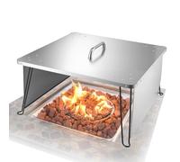 VEVOR Fire Pit Heat Deflector, 645x645x370 mm Square Outdoor Burner Cover, Stainless Steel Bonfire Camping Wood Burning Heat Warden, Push Heat Down and Out with 4 Foldable Legs & Carrying Handle