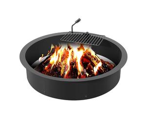 VEVOR Fire Pit Ring, Fire Pit Insert with Barbecue Fire Ring, 40-In Outer/36-In Inner Diameter, 8.5in Height, Carbon Steel Liner DIY Campfire Ring above/In-Ground, for Outdoor Camping, Bonfires