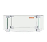 VEVOR Fire Pit Wind Guard, 26 x 26 x 6 Inch Glass Flame Guard, Round Glass Shield, 1/4-Inch Thick Fire Table, Clear Tempered Glass Flame Guard, Alumin